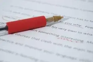 Person correcting a document