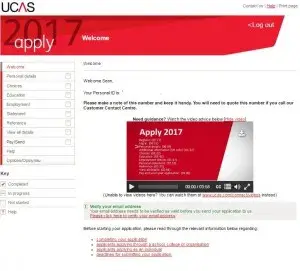 UCAS application screenshot